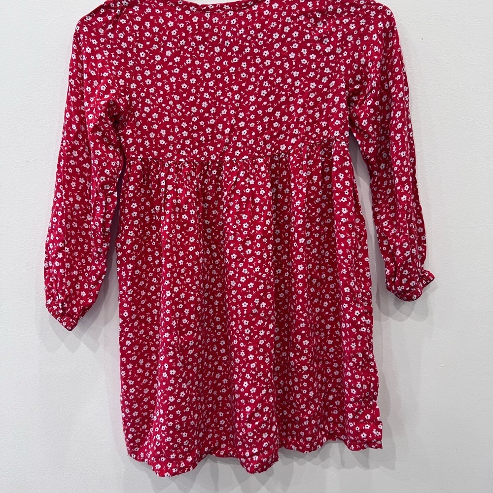 H&M Girls Red Floral Lace Dress Size 7/8 Boho Cottagecore Long Sleeve - Picture 5 of 8